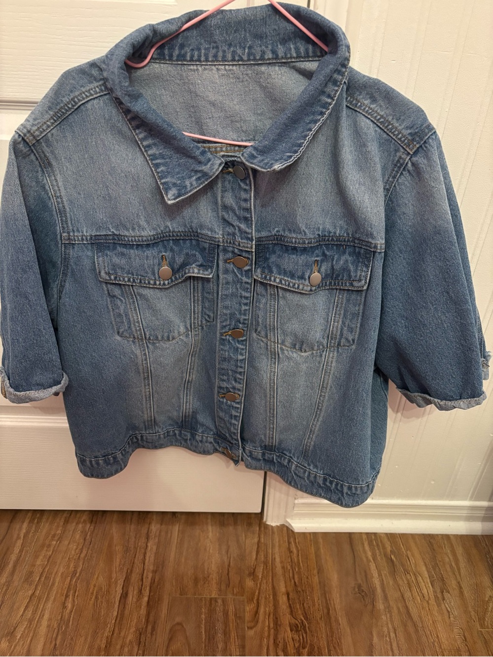 SHEIN Light Blue Distressed Denim Jacket